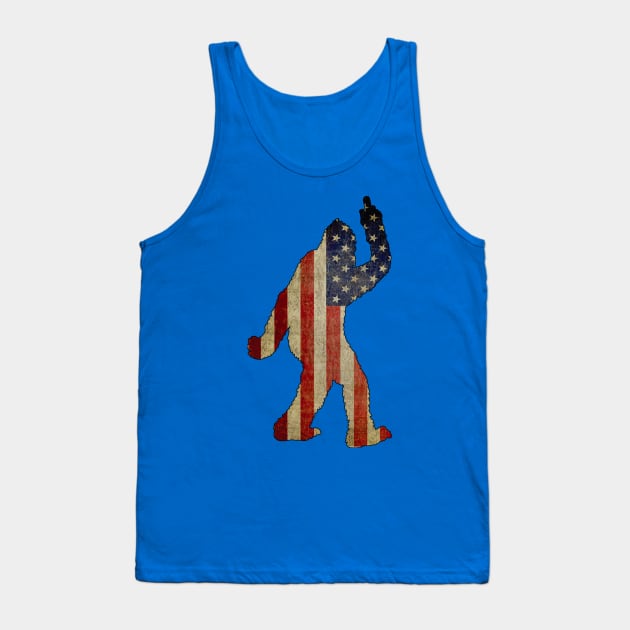 Bigfoot - Middle finger - American Flag Tank Top by  The best hard hat stickers 